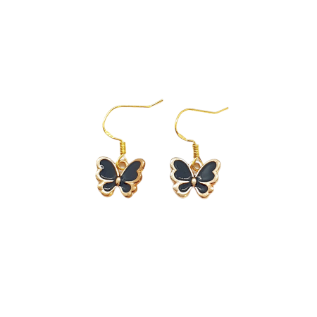 earrings metallic black butterflies2